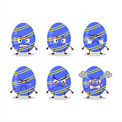 Sticker - Blue easter egg cartoon character with various angry expressions