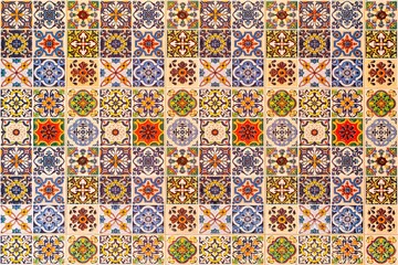 Naklejka na meble Patterned color glazed mosaic wall tile pattern and background seamless