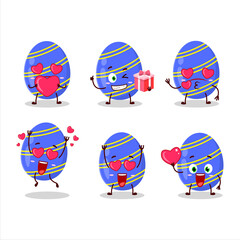 Canvas Print - Blue easter egg cartoon character with love cute emoticon