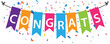Congratulations banner with colorful bunting flags