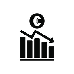 Sticker - Euro currency decrease chart icon