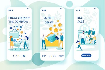 Wall Mural - Company Promotion Mobile Pages Vector Template