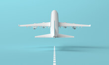 3d Plane Taking Off From The Landing Strip. 3d Rendering