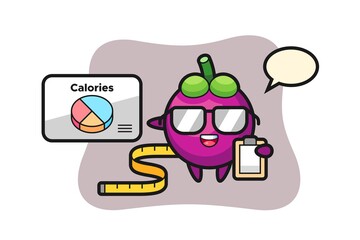 Illustration of mangosteen mascot as a dietitian