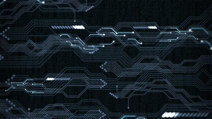 Abstract Digital Background with Computer Circuit and Data Information. Looped Animation