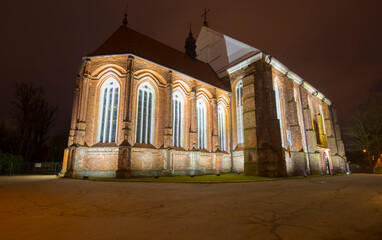 Wall Mural - church at night with amazing backlight and colourful sky