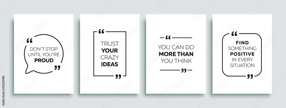 Motivational quotes. Inspirational quote for your opportunities. Speech bubbles with quote marks. Vector illustration.	 - obrazy, fototapety, plakaty 