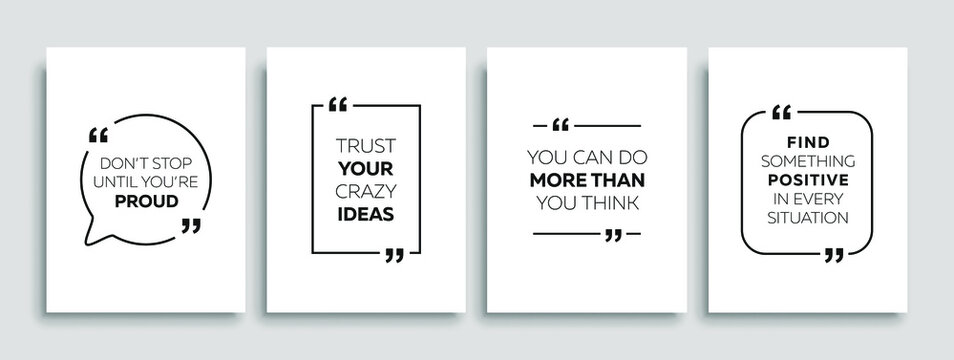 Wall Mural -  - Motivational quotes. Inspirational quote for your opportunities. Speech bubbles with quote marks. Vector illustration.	
