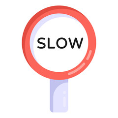 Canvas Print - icon of slow signboard in flat editable design