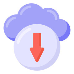 Poster - 
Icon of cloud download in flat style 

