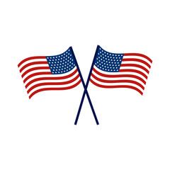 Sticker - usa flags crossed