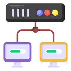 Wall Mural - 
A network structure icon in flat design 

