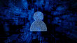 © RocknRoller Studios - Social Technology Concept with user symbol against a Futuristic, Blue Digital Grid background. Network Tech Wallpaper. 3D Render
