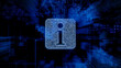 © RocknRoller Studios - Information Technology Concept with info symbol against a Futuristic, Blue Digital Grid background. Network Tech Wallpaper. 3D Render