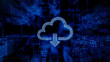 © RocknRoller Studios - Data storage Technology Concept with cloud download symbol against a Futuristic, Blue Digital Grid background. Network Tech Wallpaper. 3D Render