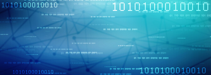 2d illustration abstract digital binary data on computer screen