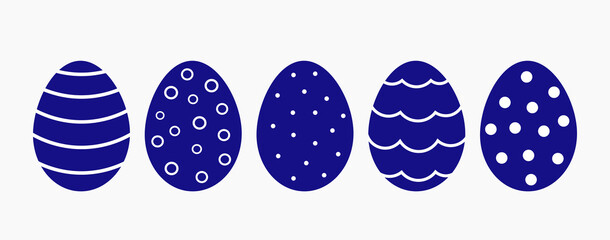 Wall Mural - easter eggs blue collection. decorated easter eggs illustration.