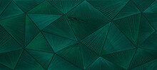 Abstract Triangular Dark Green Mosaic Tile Wallpaper Texture With Geometric Fluted Triangles Background Banner