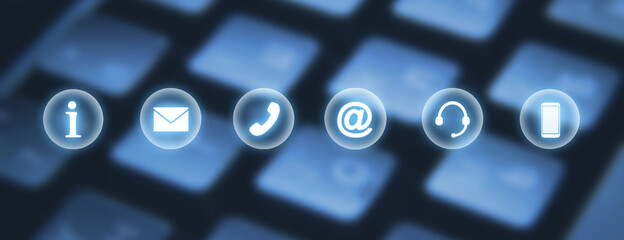 Wall Mural - contact symbols on computer keyboard background. contact. internet