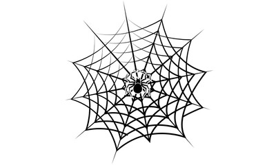 Wall Mural - black spider on a black cobweb