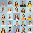 © Prostock-studio - Collage of millennial people portraits with smiling faces, blue backgrounds