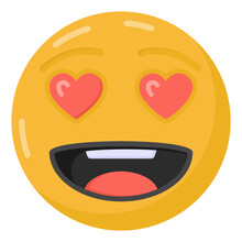 
A Heart Eyes Emoji, Flat Icon 

