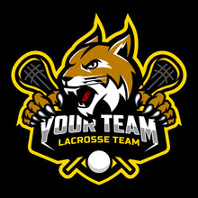 Lynx Mascot For A Lacrosse Team Logo. Vector Illustration.
