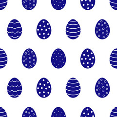Wall Mural - Easter eggs blue pattern. Decorated Easter eggs vector illustration.