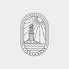 Wall Mural - minimalist lighthouse harbor line art logo template vector illustration design