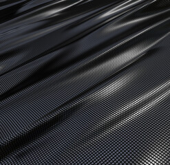 Wall Mural - dark carbon geometric abstract background with light sparkles and cube line patterns. corporate and 