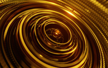 Wall Mural - gold geometric abstract background. corporate circular background with texture and lights. corporate