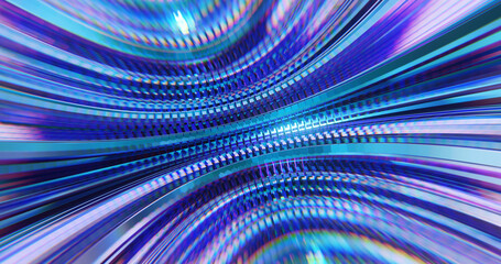 Wall Mural - abstract metallic blue background with curved lines and cubes. background for science, industrial, t