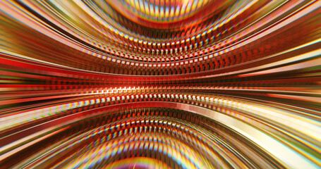 Wall Mural - abstract metallic orange background with curved lines and cubes. background for science, industrial,