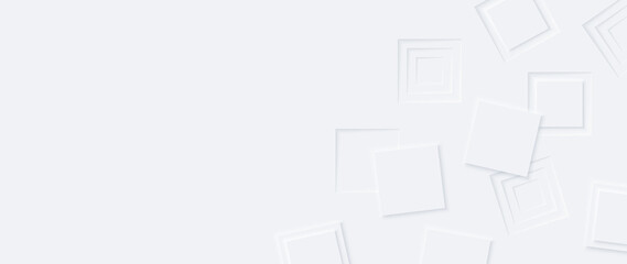 Neumorphism vector background. Minimal style white neumorphism website banner. Neumorphic UI UX interface design. Modern webdesign. Geometric white ultrawide 3d wallpaper.