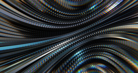 Wall Mural - abstract metallic background with curved lines and cubes. background for science, industrial, tech o