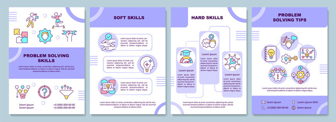 Problem solving tips brochure template. Soft, hard skills. Flyer, booklet, leaflet print, cover design with linear icons. Vector layouts for presentation, annual reports, advertisement pages