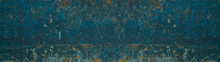 Grunge Blue Orange Rustic Abstract Weathered Rusty Stone Metal Steel Rust Texture Background Panorama Banner Long (complementary Colors)