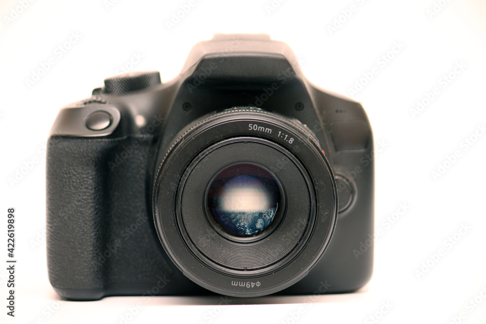 Digital single-lens reflex camera camera without logo with 50 mm 1.8 ...