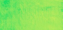 Green Speckled Hand-painted Illustration Texture Design Of Old Distressed Vintage Grunge Concrete With Yellow Stains. Damaged Textured Abstract Washed Cement Backdrop As Web Banner Background.