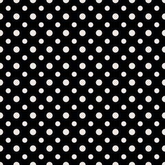 Leinwandbilder - Polka Dots Black Background. White Dots Pattern. Vector Polka Dots Pattern.
