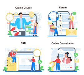 Sticker - call center or technical support online service or platform set