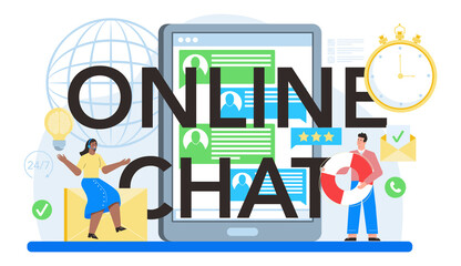 Sticker - online chat typographic header. call center or technical support service.