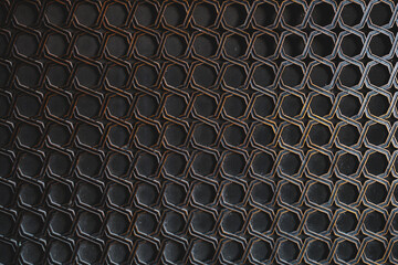 Metal radiator cover with hexagon pattern