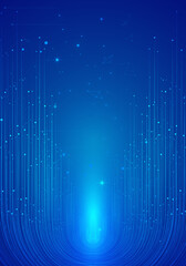 Wall Mural - the blue dot line has a spatial sense of internet technology and big data background
