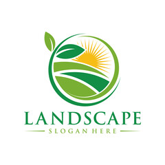 Wall Mural - Landscape logo design illustration vector template
