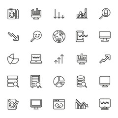 Sticker - Simple set of big data related outline icons.