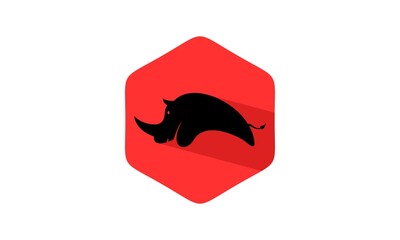 Wall Mural - Cute rhino and polygon frame icon