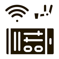 Sticker - telephone settings via wi-fi icon Vector Glyph Illustration