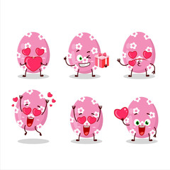 Sticker - Pink easter egg cartoon character with love cute emoticon