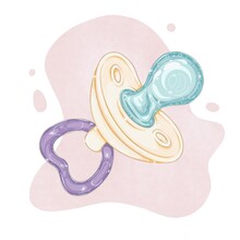 Baby's Dummy Or Pacifier Transparent With Glitters. Isolated Illustration